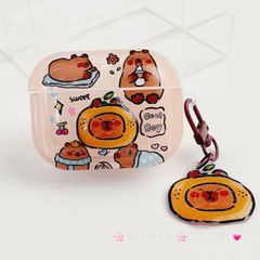 Cover Case Vỏ bảo vệ Airpod Chuột Capybara 3D Nổi Bóng kèm charm Airpod 1/2/3/Pro/Pro2