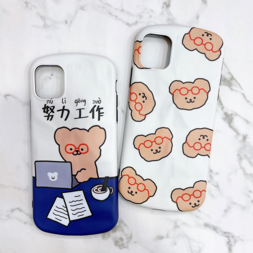 Case Ốp điện thoại iPhone Gấu cận Nhám trơn 3D nổi Form tròn