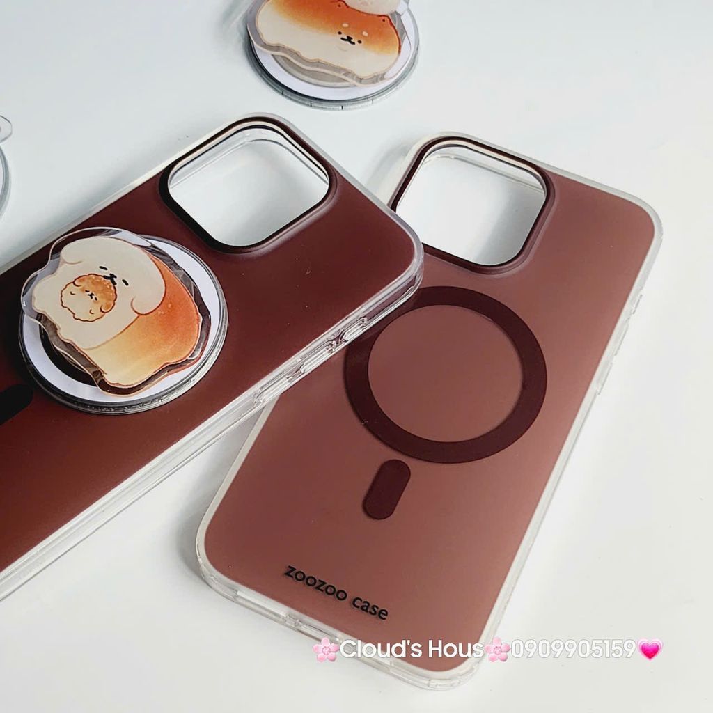 Case Ốp điện thoại iPhone Trong Nhám Magsafe Nâu Zoozoo Case iPhone 12/13/14/15/Pro/Promax