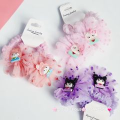 Đồ cột tóc dây thun ren Charm hoạt hình (cặp)