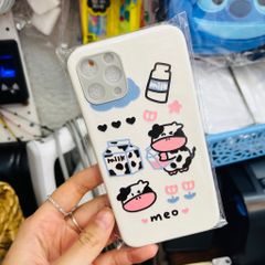 Case ốp điện thoại iPhone Bò Sữa bình sữa nhám da nền trắng ( 2 mẫu )