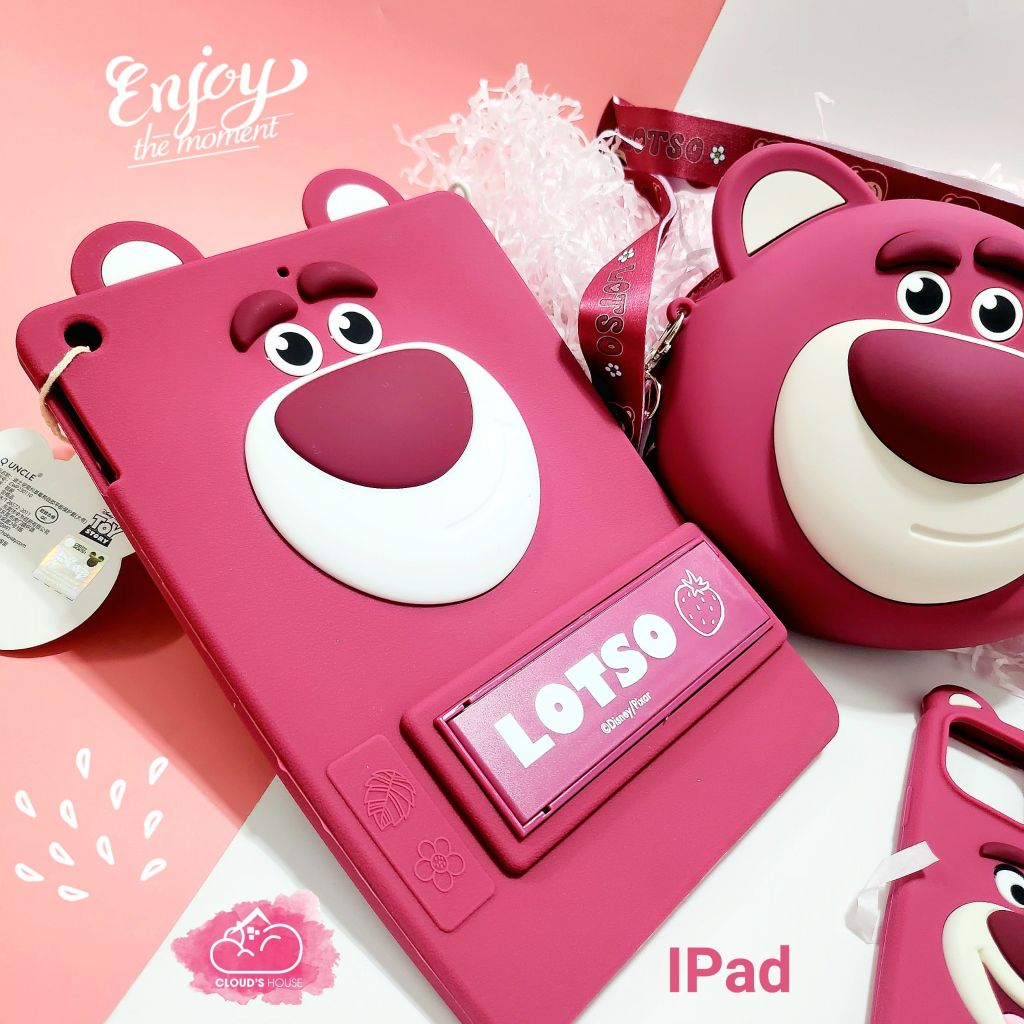 Case Ốp iPad Gấu dâu Lotso Su dẻo Chống dựng Chính hãng Disney iPad 9.7/10.2/10.9/11inch