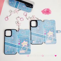Case Ốp điện thoại iPhone Bao Da Jeans Sweet Kèm Charm iPhone 11/12/13/14/15/Pro/Promax