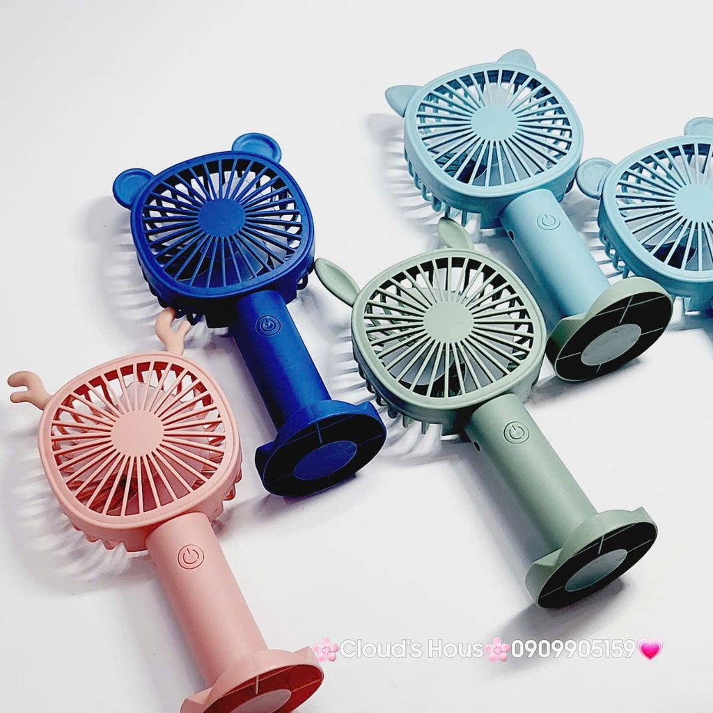 Mini Fan - Quạt Cầm Tay Tai Thú Nhiều Màu ( có đế rời để bàn)