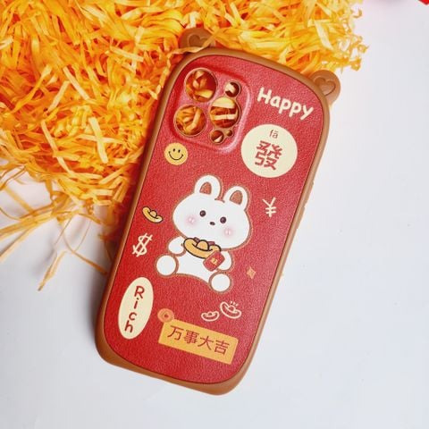 CASE IPHONE NHÁM DA Tai gấu thỏ Happy Rich