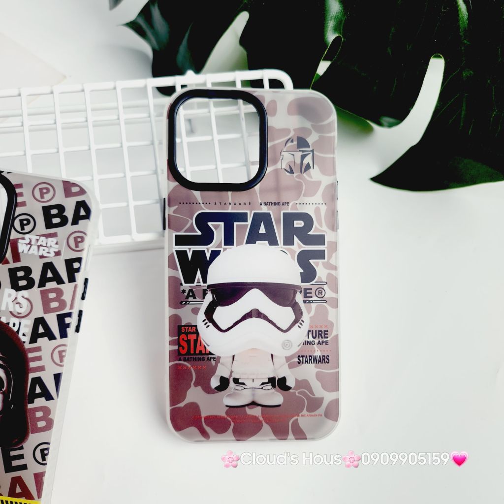 Case Ốp điện thoại iPhone Nhám Bape Starwars iPhone X/Xs/XSM/11/12/13/14/15/Plus/Pro/Promax