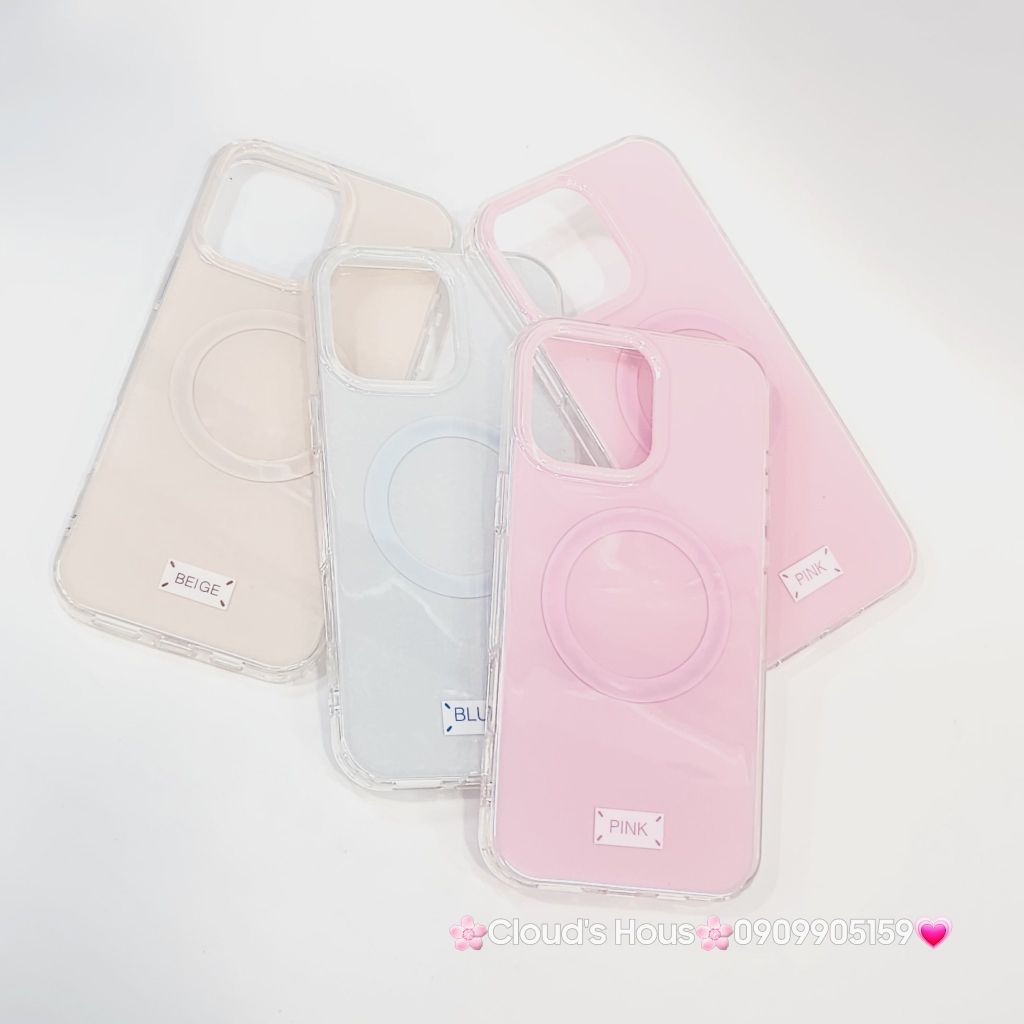 Case Ốp điện thoại iPhone Trong Crytal Magsafe Hồng Pastel Case iPhone 12/13/14/15/16/Pro/Promax