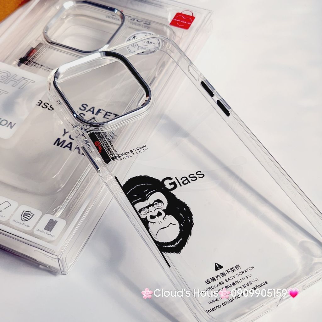 Case Ốp điện thoại iPhone Likgus Kính Trong KingKong viền màu Camera iPhone 15/16/Pro/Plus/Promax