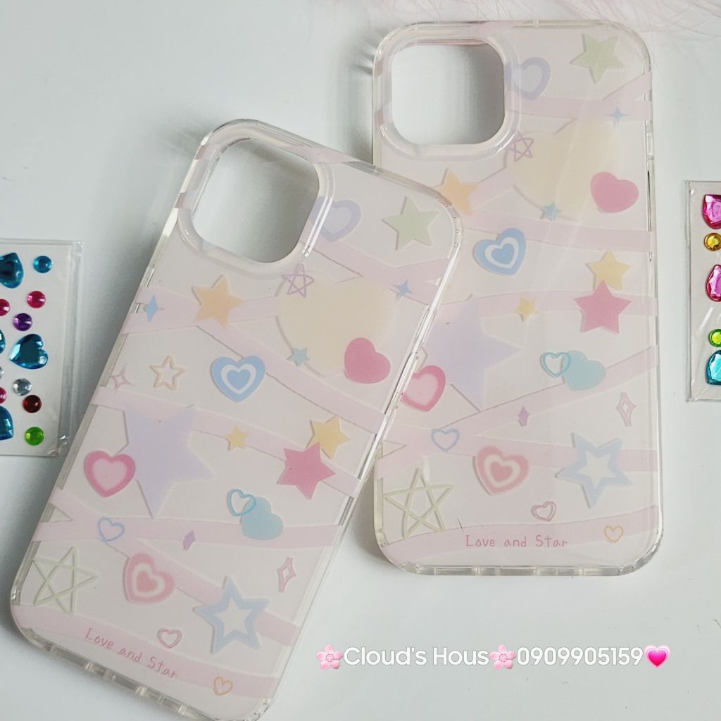 Case Ốp điện thoại iPhone Trái tim Đính đá iPhone 11/12/13/14/Pro/Promax