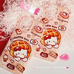 Case Ốp điện thoại iPhone Magsafe Mèo Hello Kitty Bread Pineapple bun Kèm Popsocket Nam Châm iPhone 11/12/13/14/15/Pro/Promax