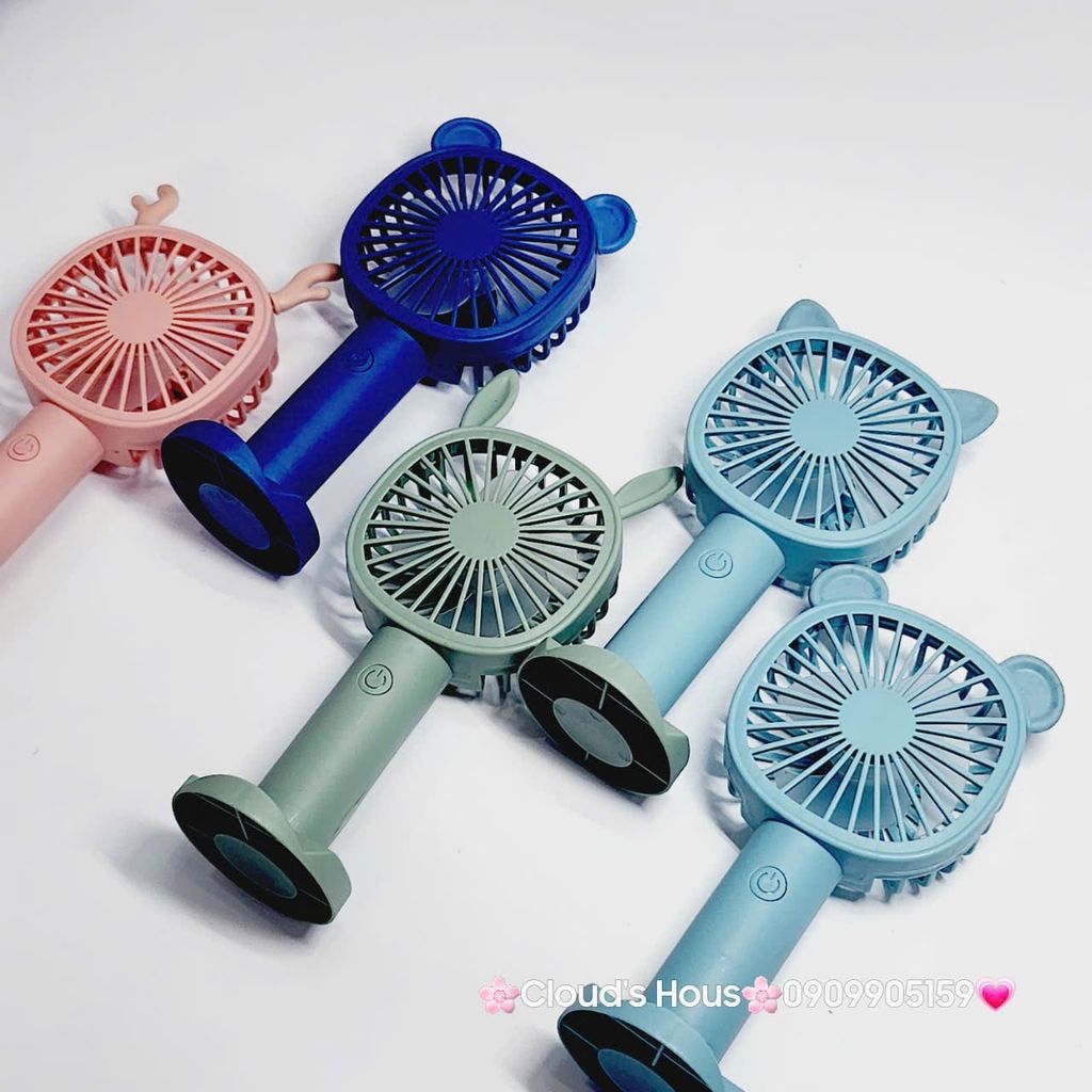 Mini Fan - Quạt Cầm Tay Tai Thú Nhiều Màu ( có đế rời để bàn)