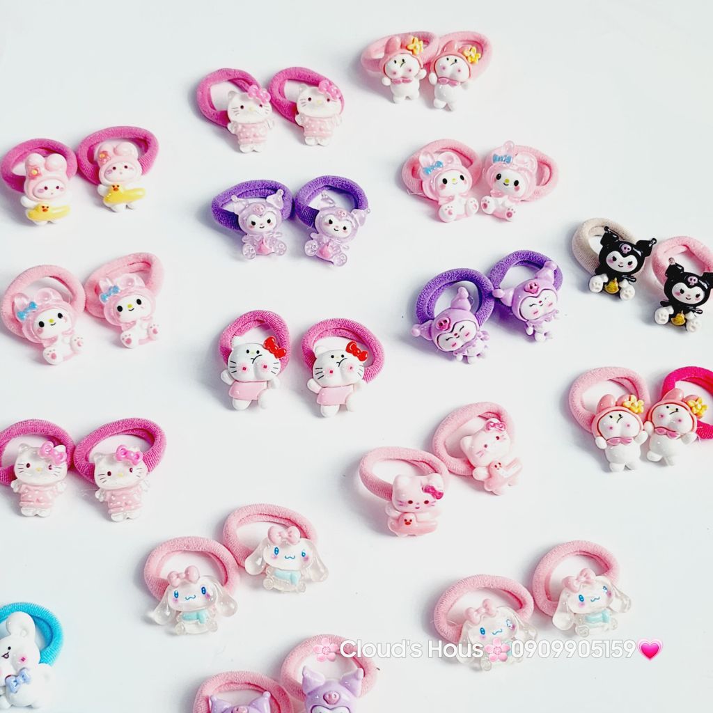 Cột tóc Charm to Kuromi Cinnamoroll Melody Flan (cặp)