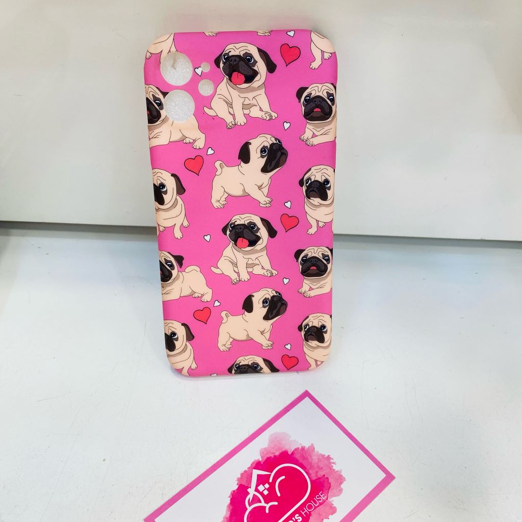 Case Ốp điện thoại iPhone Chó Pug nền hồng chất Umku dẻo