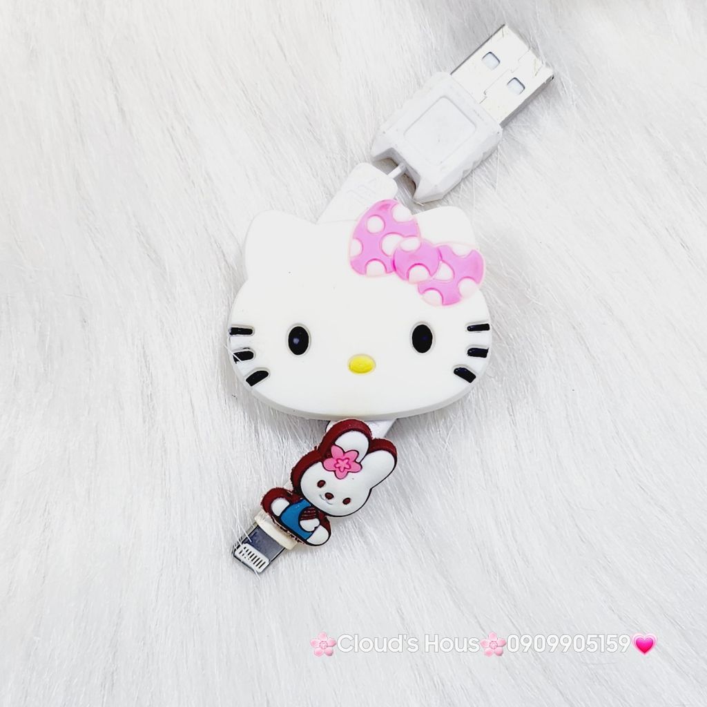 Cáp sạc rút gọn Hello Kitty USB-Lightning