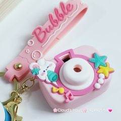 Móc Khóa Máy Ảnh Thỏ Trắng Bubble Có đèn