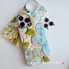 Case Ốp điện thoại iPhone Hoa Xanh To Hologram Nền Vàng iPhone 12/13/14/15/16Pro/Promax