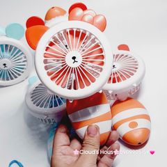Quạt Cầm Tay Mini Thân Sọc Tai Gấu Tai Thỏ Tai Mèo