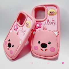 Case Ốp điện thoại iPhone Su dẻo Loopy Nền Hồng Viền Gợn Sóng iPhone 11/12/13/14/15/Pro/Promax