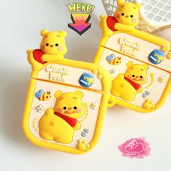 Cover Case Vỏ bảo vệ Airpod Gấu Pooh Su dẻo Icon 3D nổi Airpod 1/2/3/Pro/Pro2