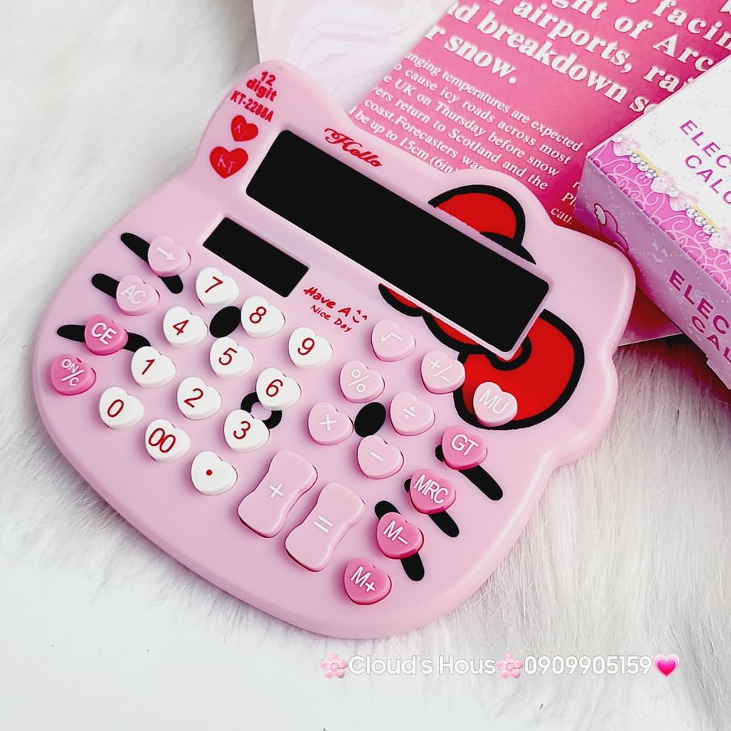 Máy Tính Hello Kitty Màu Hồng Nhạt Mặt Tròn KT-2288A ( nhỏ)