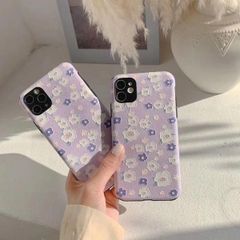 CASE IPHONE HOA Tím Nhí Chất Nhám Da Form Tròn