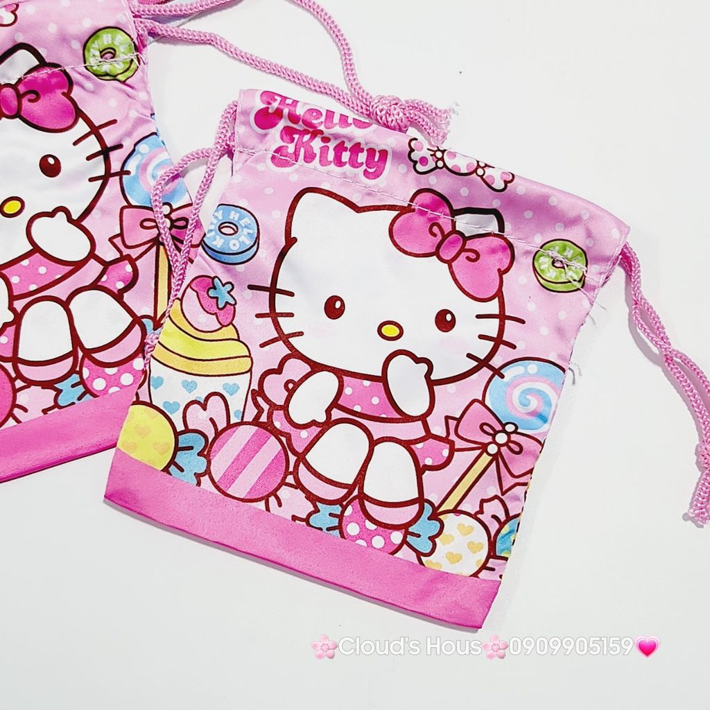Túi Vải Dây Rút mini Hello Kitty & Doraemon