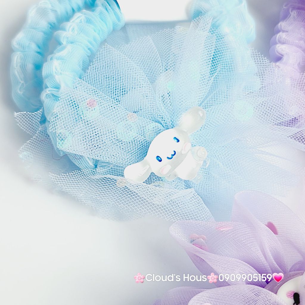 Đồ cột tóc dây thun ren Charm hoạt hình (cặp)