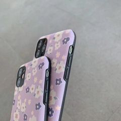 CASE IPHONE HOA Tím Nhí Chất Nhám Da Form Tròn