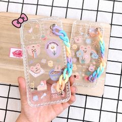 Case Ốp điện thoại iPhone Tua rua Cầu vồng Trong Họa tiết gấu iPhone 7/8/X/Xs/11/12/Pro/Promax
