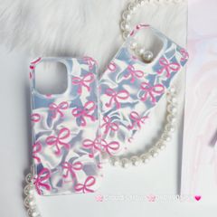 Case Ốp điện thoại iPhone Nơ Hồng Ánh Bạc iPhone 11/12/13/14/15/Pro/Promax