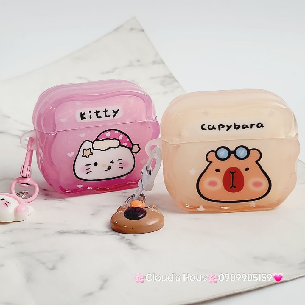 Cover Case Vỏ bảo vệ Airpod Chuột Capybara phao gợn sóng Airpod 1/2/3/Pro/Pro2