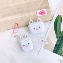 Cover Case Vỏ bảo vệ Airpod Tai Thỏ Trắng - Hồng Form Tròn Airpod 1/2/3/Pro/Pro2