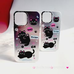 Case Ốp điện thoại iPhone Mèo Đen Kitten Nhám Hologram ánh bạc iPhone 11/12/13/14/15/Pro/Promax