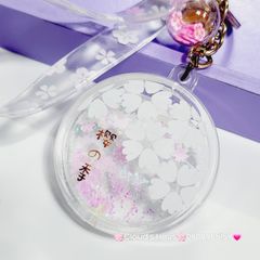 Móc Khóa Hoa Anh Đào Bling Bling Nước