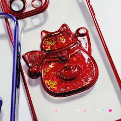 Case Ốp điện thoại iPhone Mèo Trong Hạt Bling Bling viền màu iPhone 11/12/13/14/15/Pro/Promax - TẾT