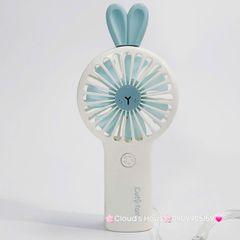 Mini Fan - Quạt Cầm Tay Trắng Tai Thỏ Xanh