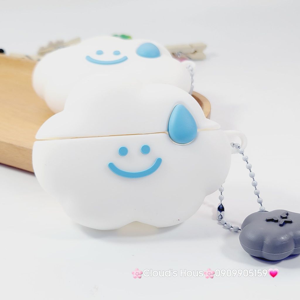 Cover Case Vỏ bảo vệ Airpod Su Dẻo Đám Mây Trắng Kèm Charm Airpod 1/2/3/Pro/Pro2