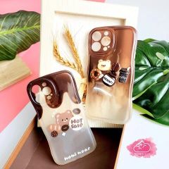 Case Ốp điện thoại iPhone CHỐNG SHOCK ICON 3D NỔI CÀ PHÊ nâu Chất phao Viền gợn sóng iPhone 11/12/13/14/Plus/Pro/Promax