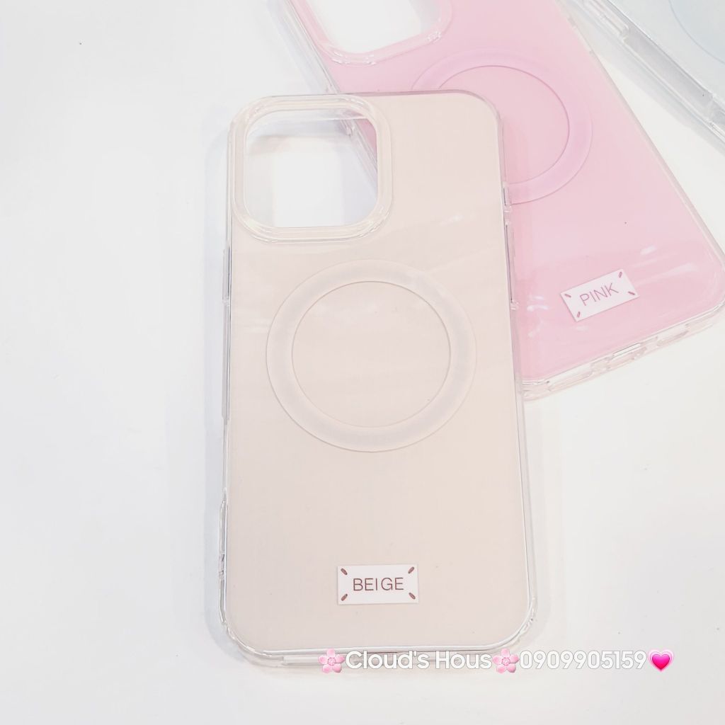 Case Ốp điện thoại iPhone Trong Crytal Magsafe Màu Beige Pastel Case iPhone 12/13/14/15/16/Pro/Promax