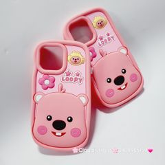 Case Ốp điện thoại iPhone Su dẻo Loopy Nền Hồng Viền Gợn Sóng iPhone 11/12/13/14/15/Pro/Promax