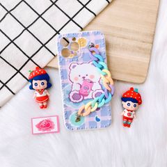 Case Ốp điện thoại Tua rua Gấu xanh - vàng iPhone 7plus/X/XSM/11/11promax/12/12pro/12promax