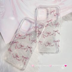 Case Ốp điện thoại iPhone Nơ Hồng Trong Kim Tuyến Bling bling iPhone 11/12/13/14/15/Pro/Promax