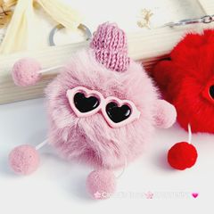 Móc Khóa Cục Bông Monster Đeo Kính Đội Mũ