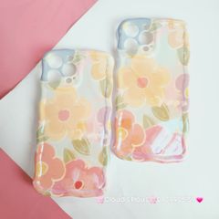 Case Ốp điện thoại iPhone Hoa Hologram Nền Xanh lá Viền Gợn Sóng iPhone 11/12/13/14/15/Pro/Promax