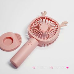Mini Fan - Quạt Cầm Tay Tai Thú Nhiều Màu ( có đế rời để bàn)