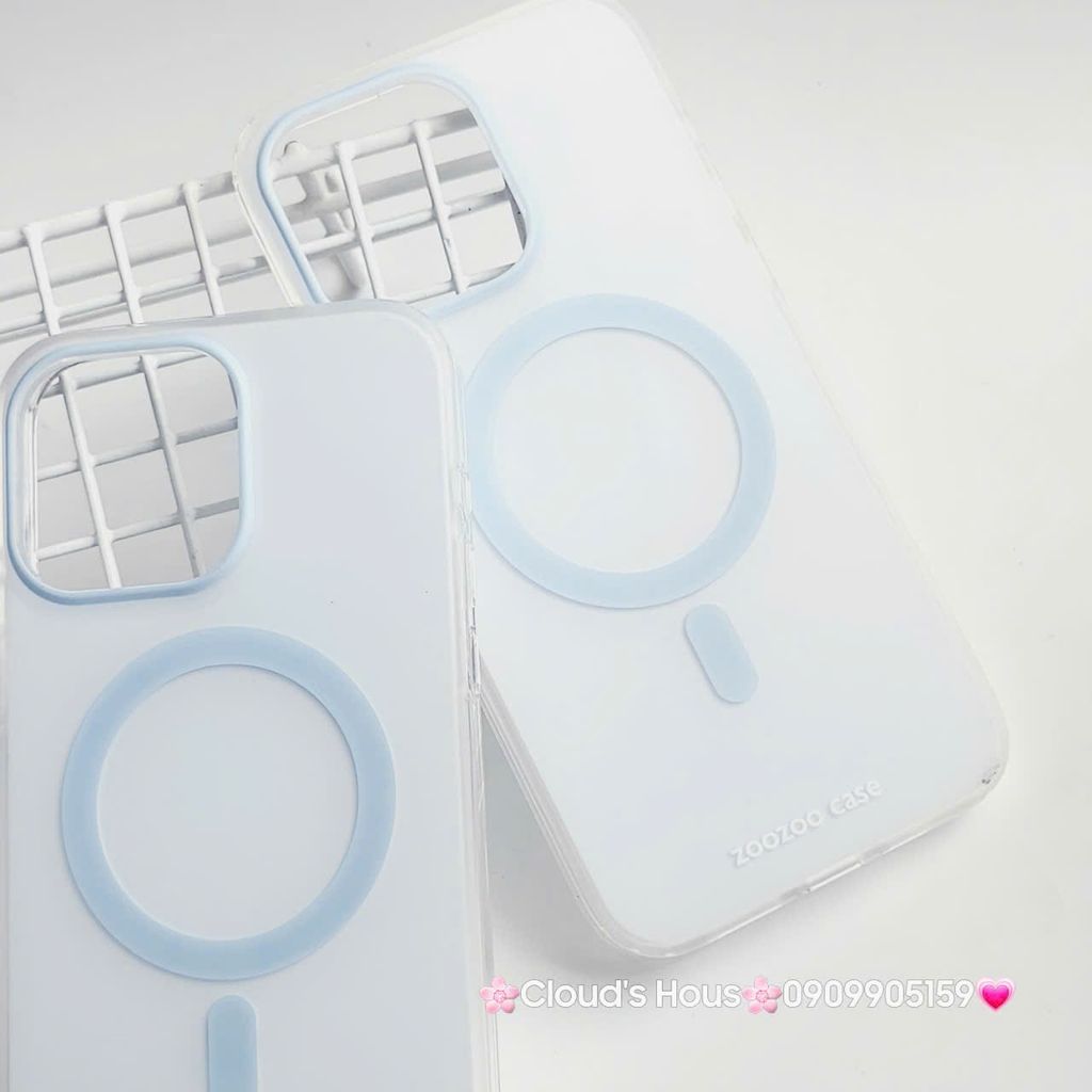 Case Ốp điện thoại iPhone Trong Nhám Magsafe Xanh dương Pastel Zoozoo Case iPhone 12/13/14/15/Pro/Promax