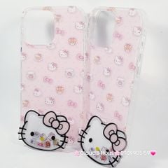 Case Ốp điện thoại iPhone Hello Kitty Nền Hồng PopSocket iPhone 12/13/14/15/16/Pro/Promax