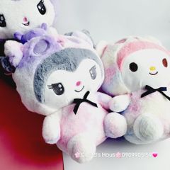 Gấu Bông My Melody & Kuromi Cầu Vồng Đeo Nơ Đen nhỏ