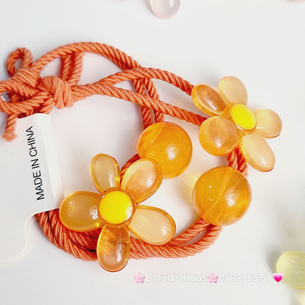 Đồ cột tóc dây thun Charm Hoa trong nhiều màu (cặp)