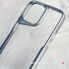 Case Ốp điện thoại iPhone Bolema Trong Nhám Viền Màu iPhone 13/14/15/Pro/Promax ( trong không vàng)